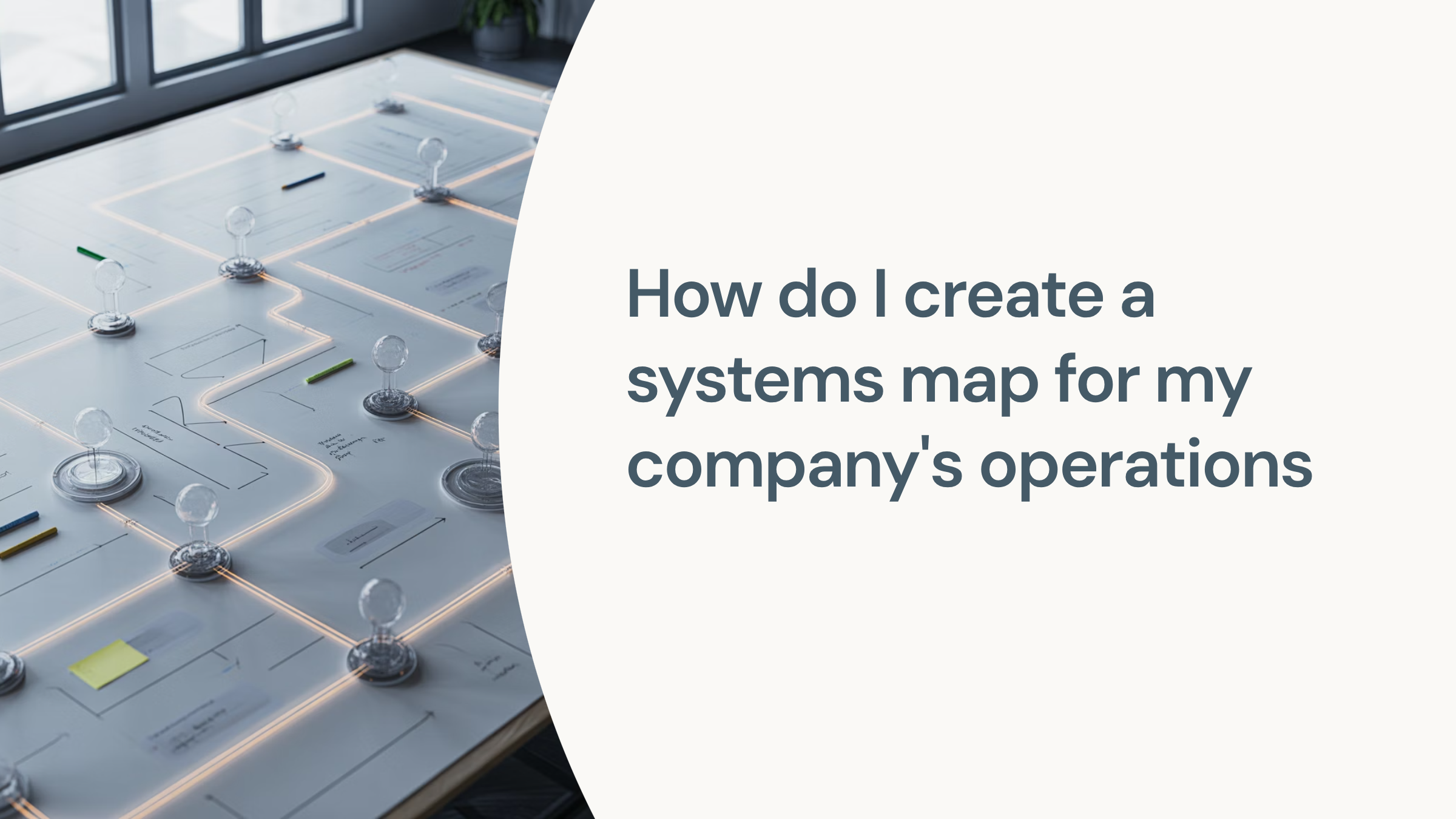 Systems map diagram showing interconnected operational processes in professional 3D render with blue and gray color scheme