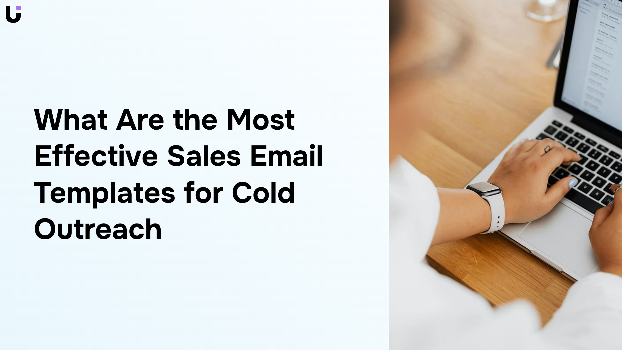 Professional desk workspace with laptop and organized email templates displayed, representing effective cold outreach sales strategy