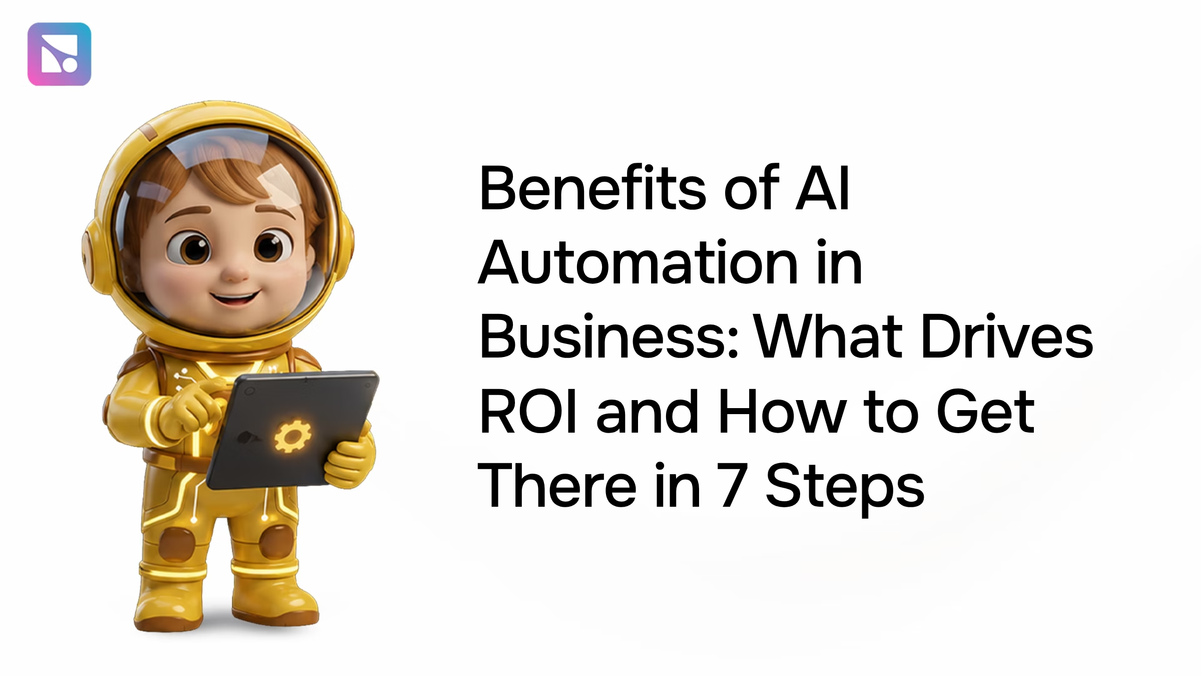 Digital automation nodes and upward arrow symbolizing AI business ROI growth