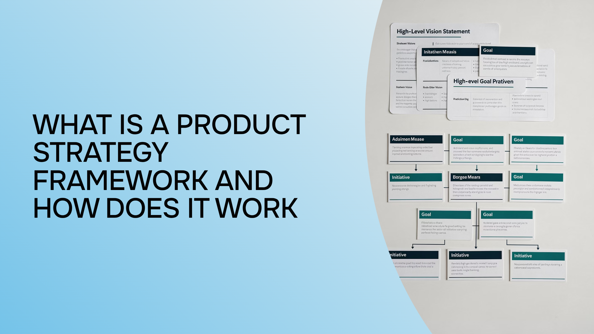 Abstract geometric framework diagram with interconnected shapes representing product strategy planning