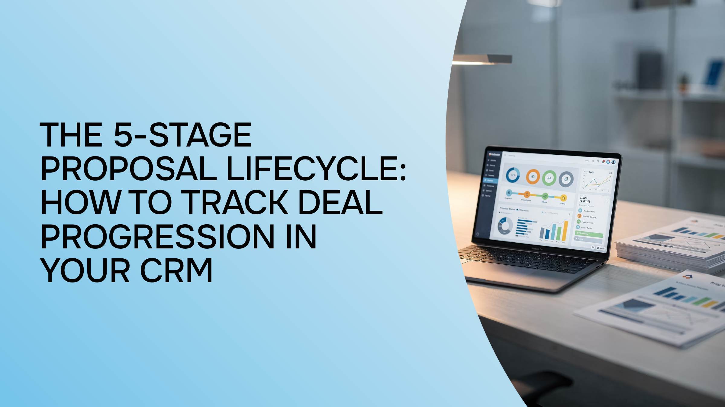 Five-stage sales pipeline visualization showing deal progression tracking in modern 3D render