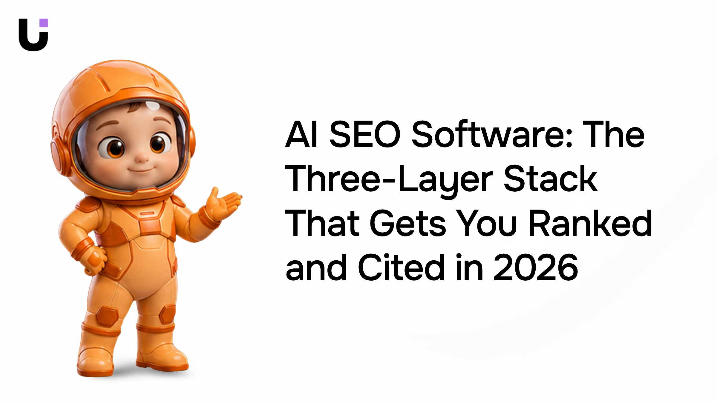 Three-layer AI SEO software stack visualization with glowing blue and silver tiers representing content optimization layers