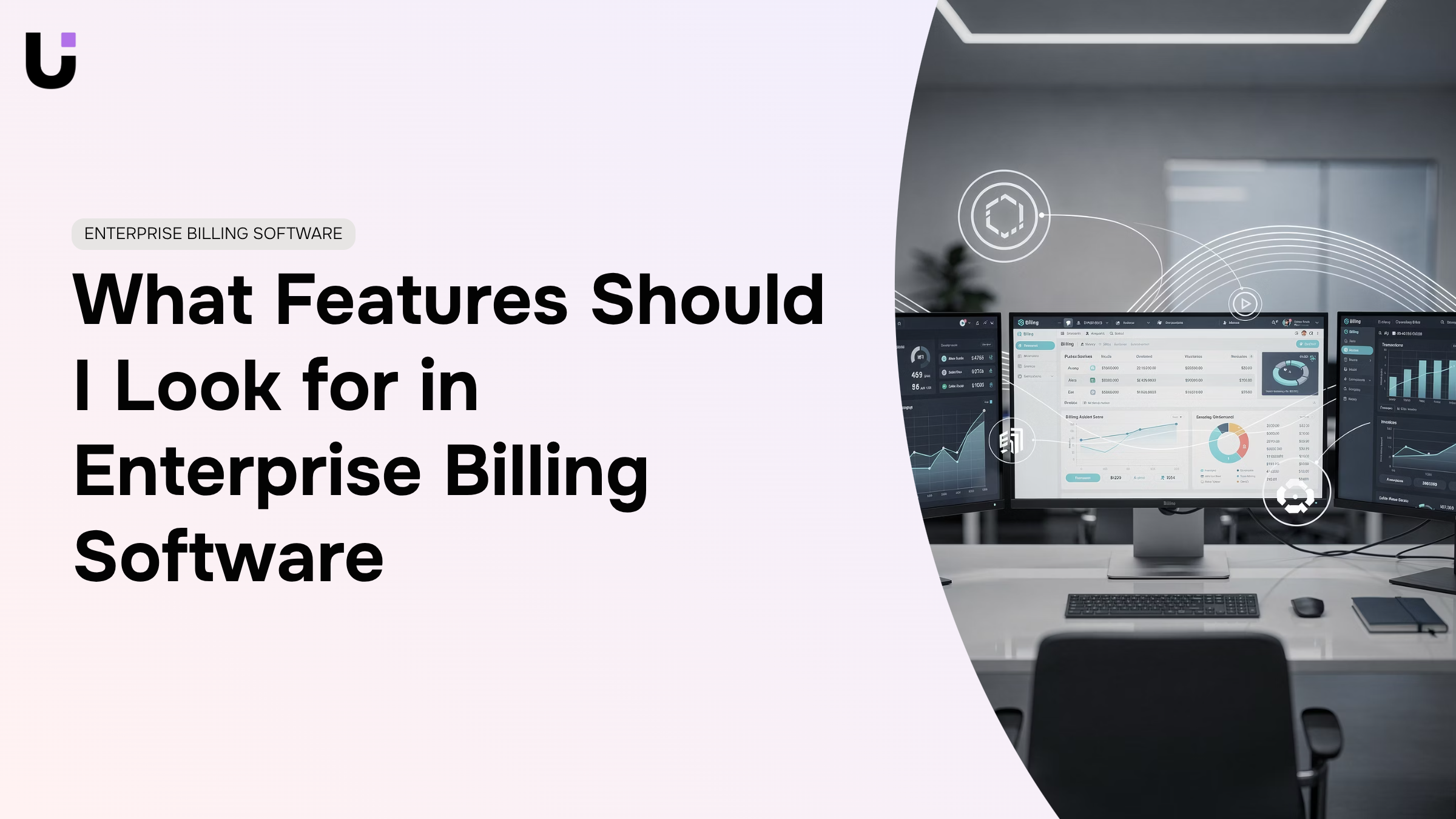 Professional digital workspace with billing software dashboards and financial analytics on multiple screens