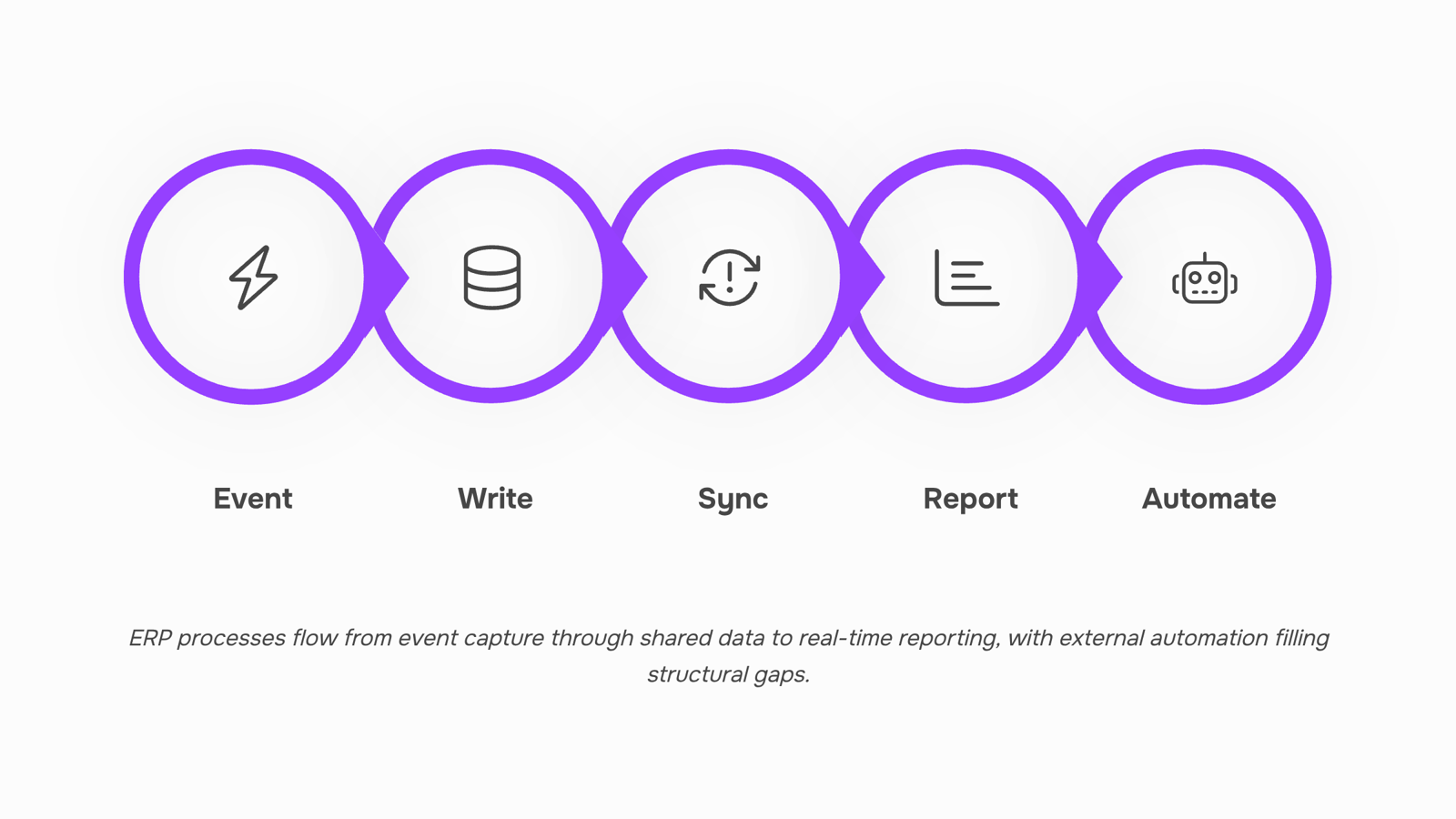 Enterprise resource management system visualization with interconnected data nodes and modules