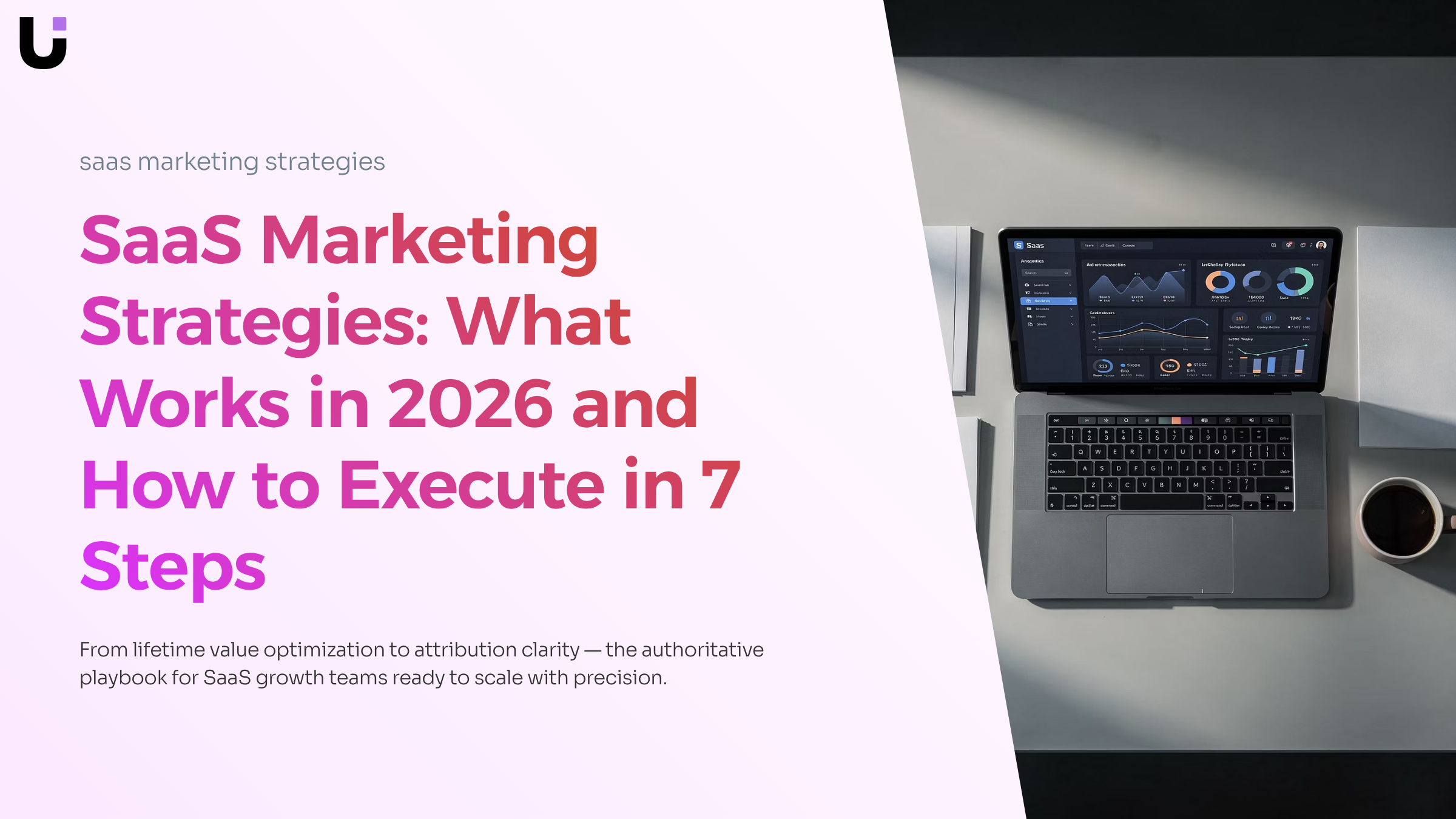 Modern 3D dashboard interface with trending analytics graphs representing SaaS marketing strategy execution and data-driven growth
