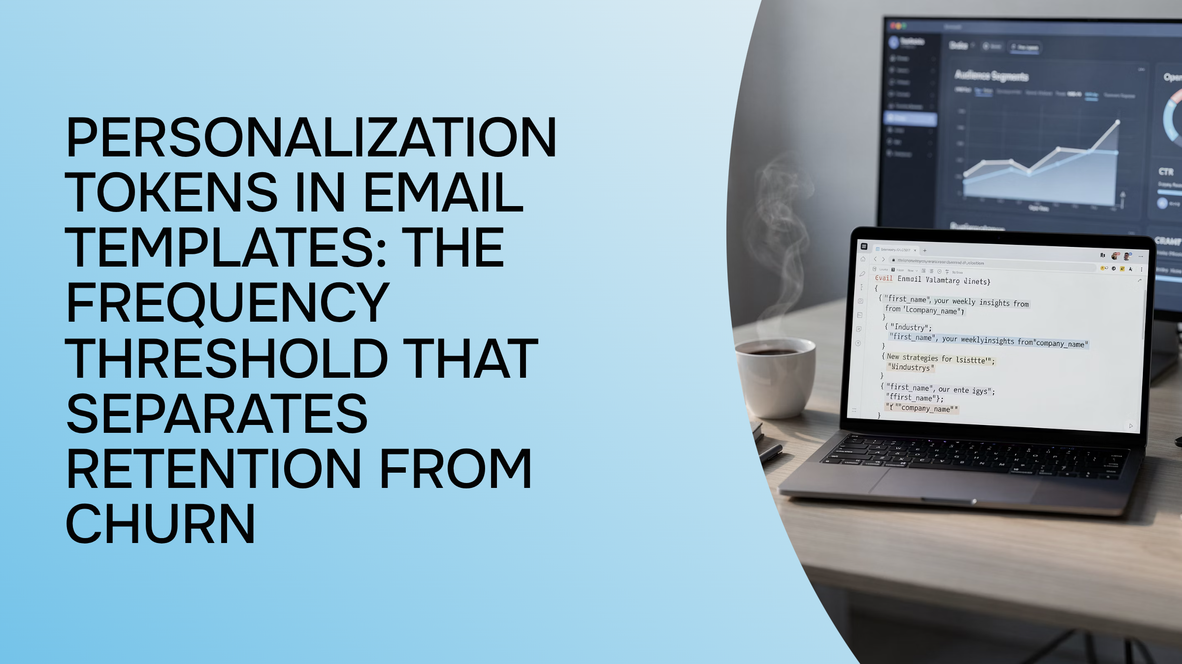Minimalist 3D email personalization interface with balanced threshold indicator and blue accent lighting