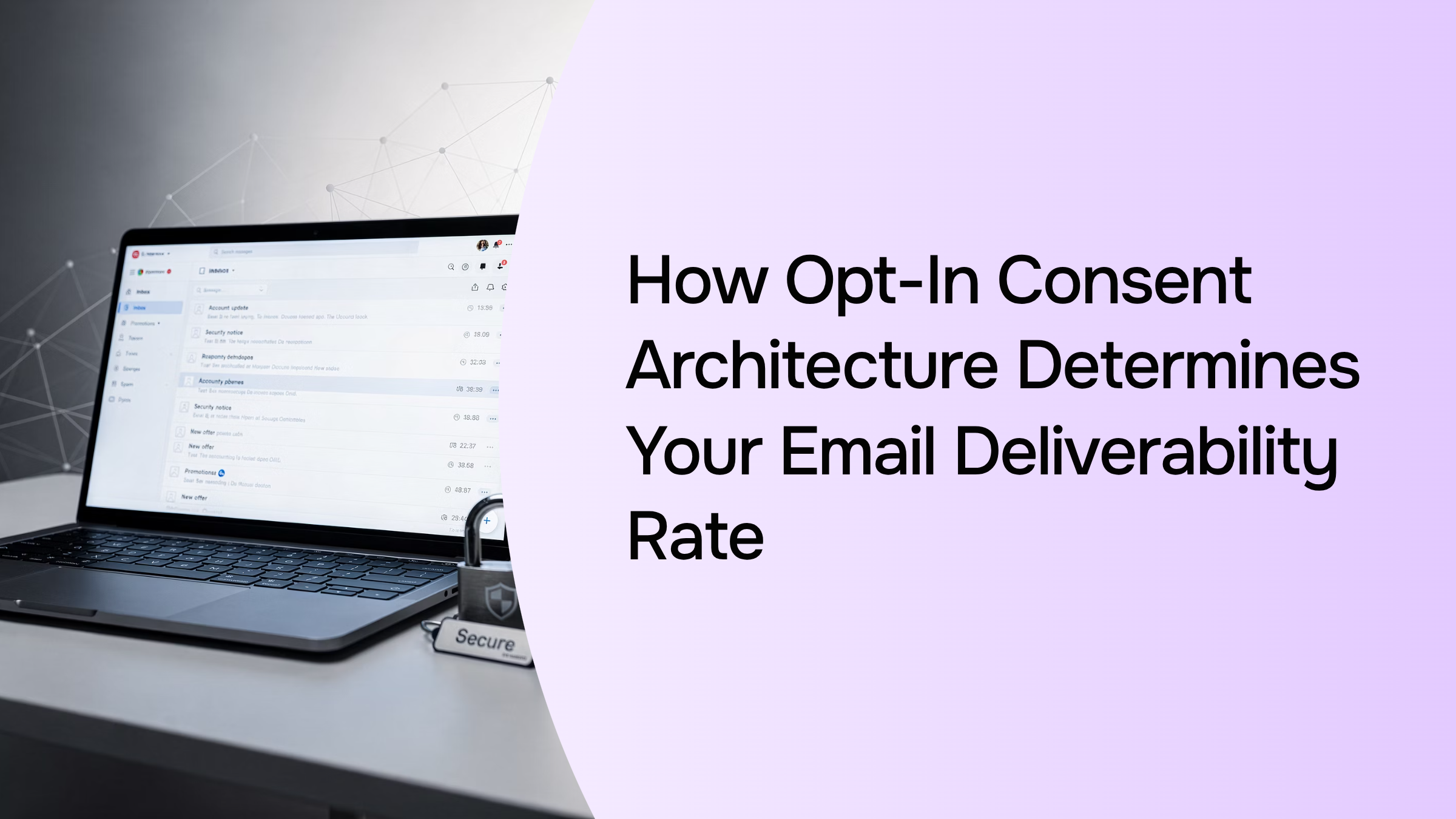Professional 3D render of secure email envelope with checkmark and lock icon symbolizing opt-in consent and email deliverability
