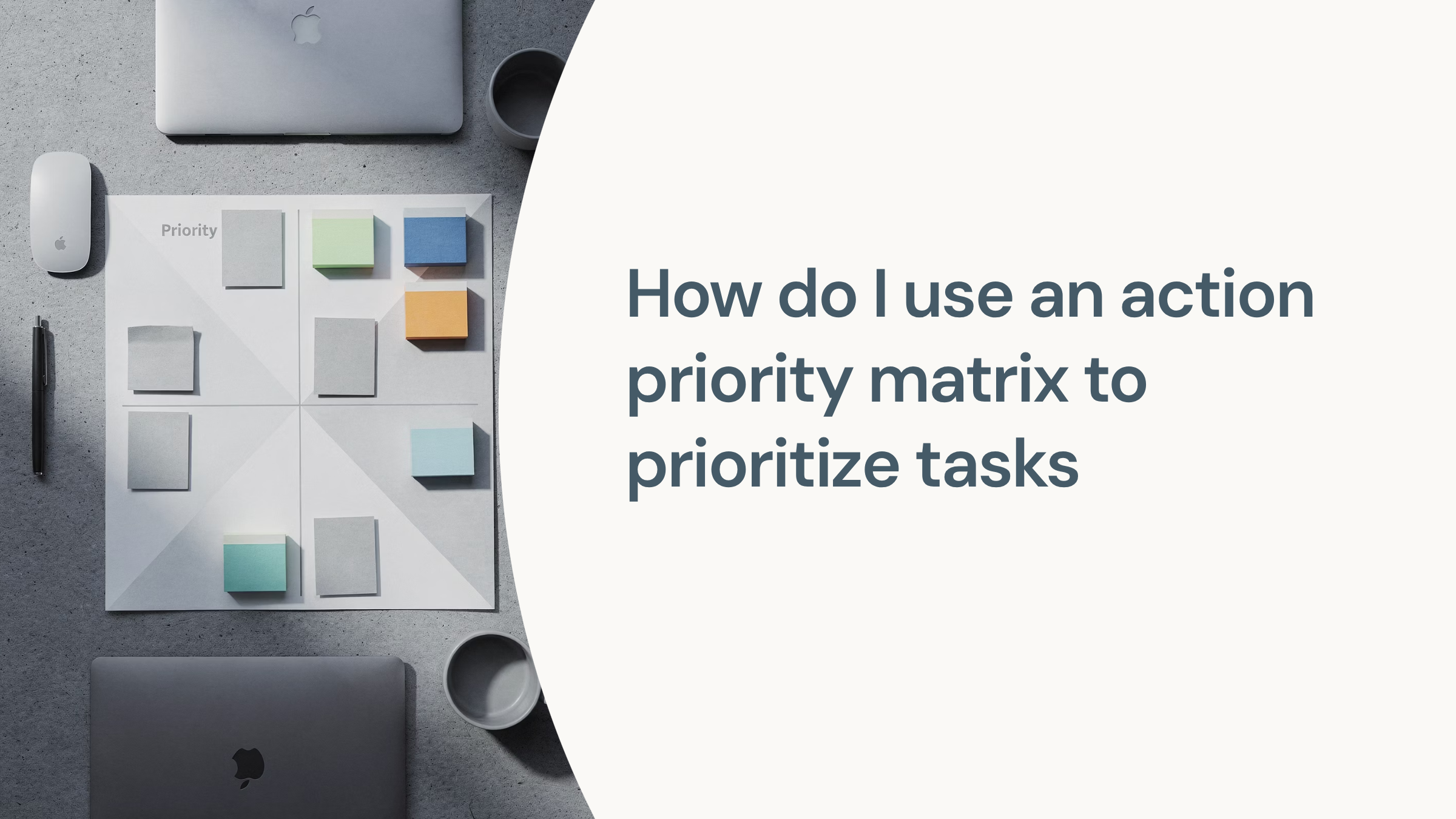 Abstract 3D priority matrix grid with four colored quadrants representing task prioritization strategy