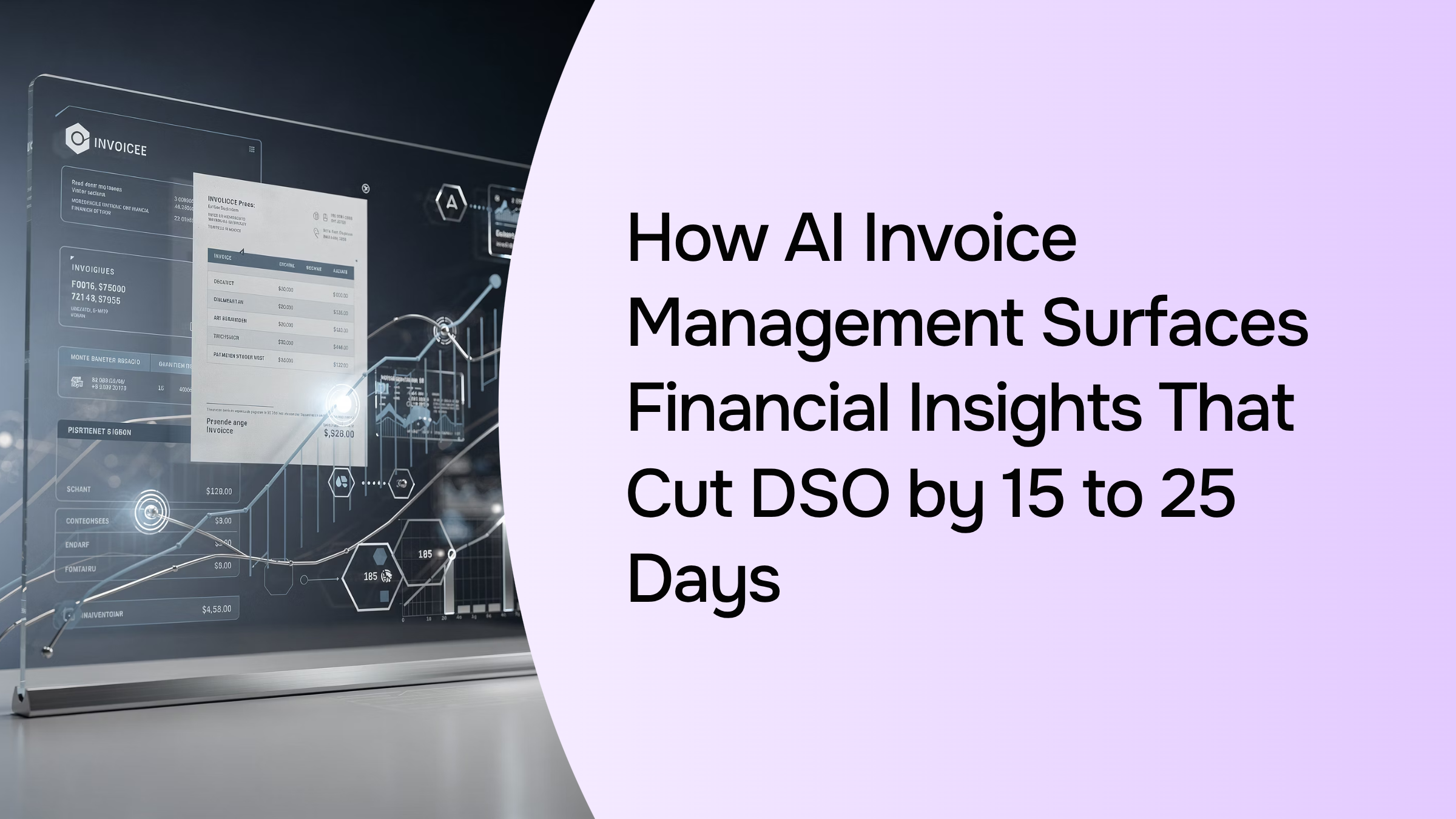 Digital dashboard showing AI invoice management metrics and DSO reduction analytics