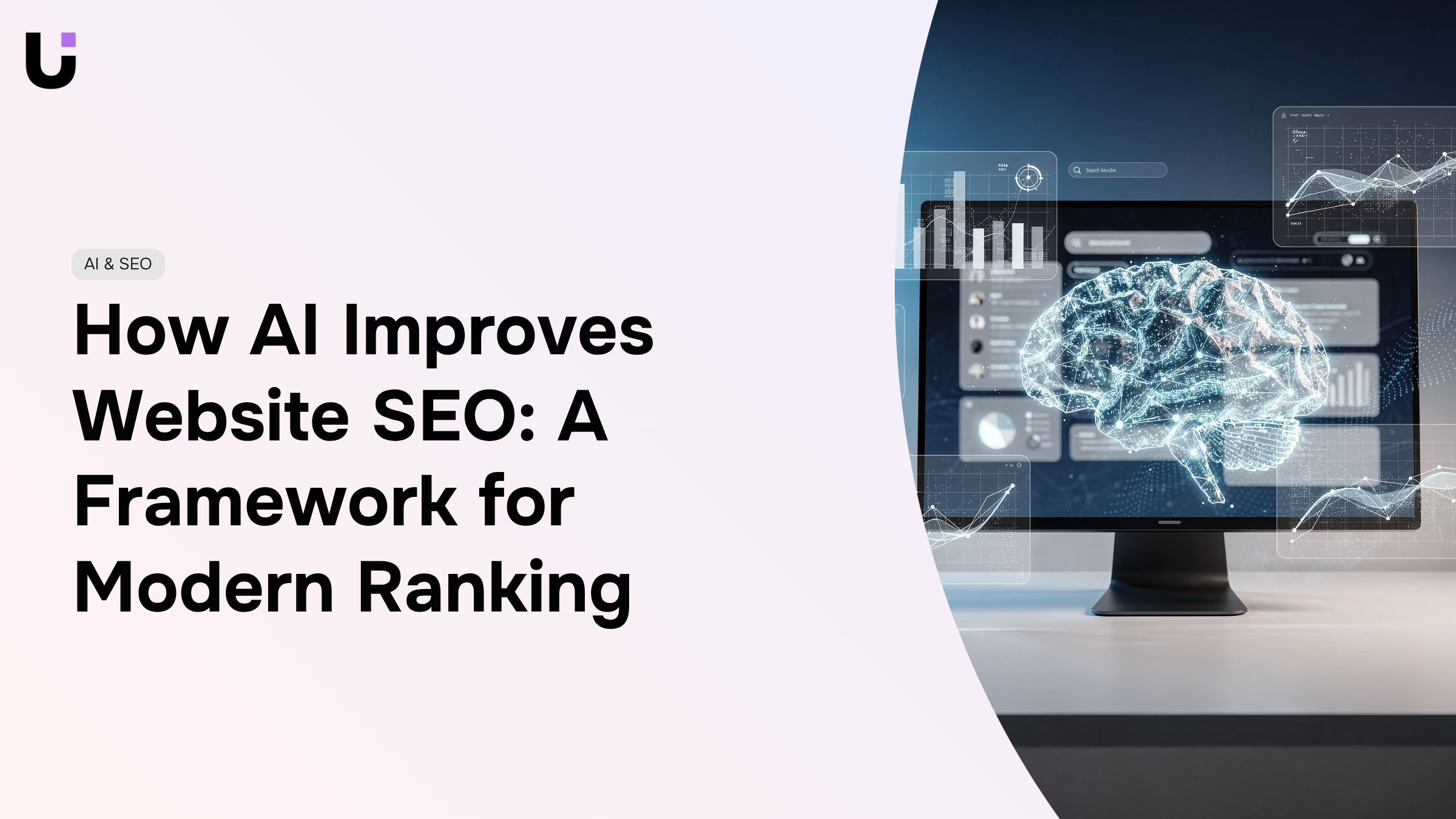 Abstract digital network visualization with upward trending graph representing AI-driven website SEO optimization and ranking improvement