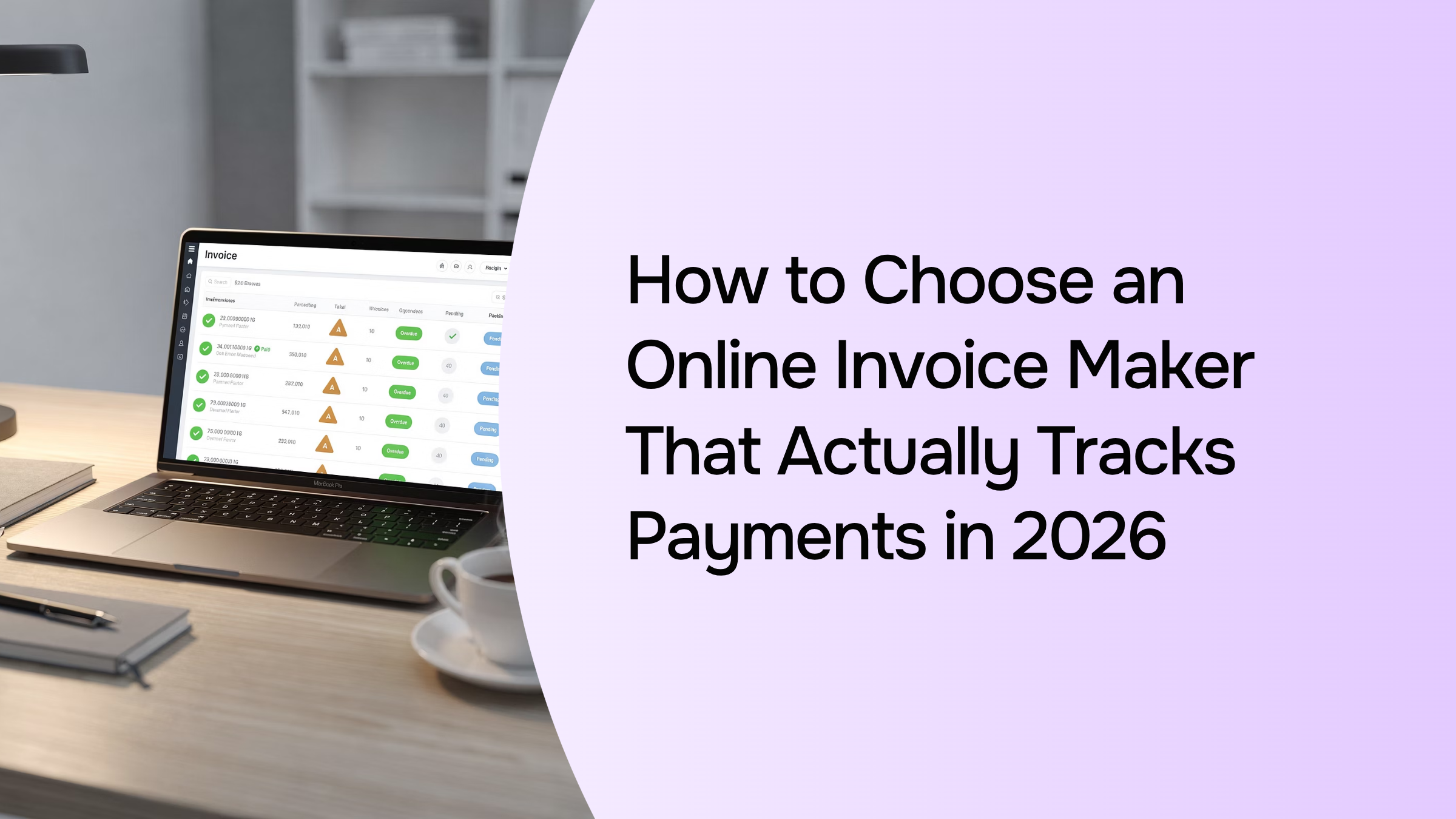 Modern digital dashboard showing invoice management and payment tracking interface on professional workspace