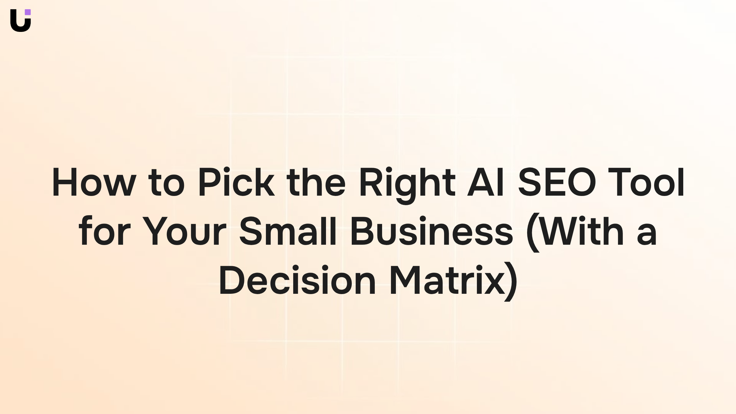Professional 3D decision matrix with AI SEO tool comparison icons in modern corporate workspace