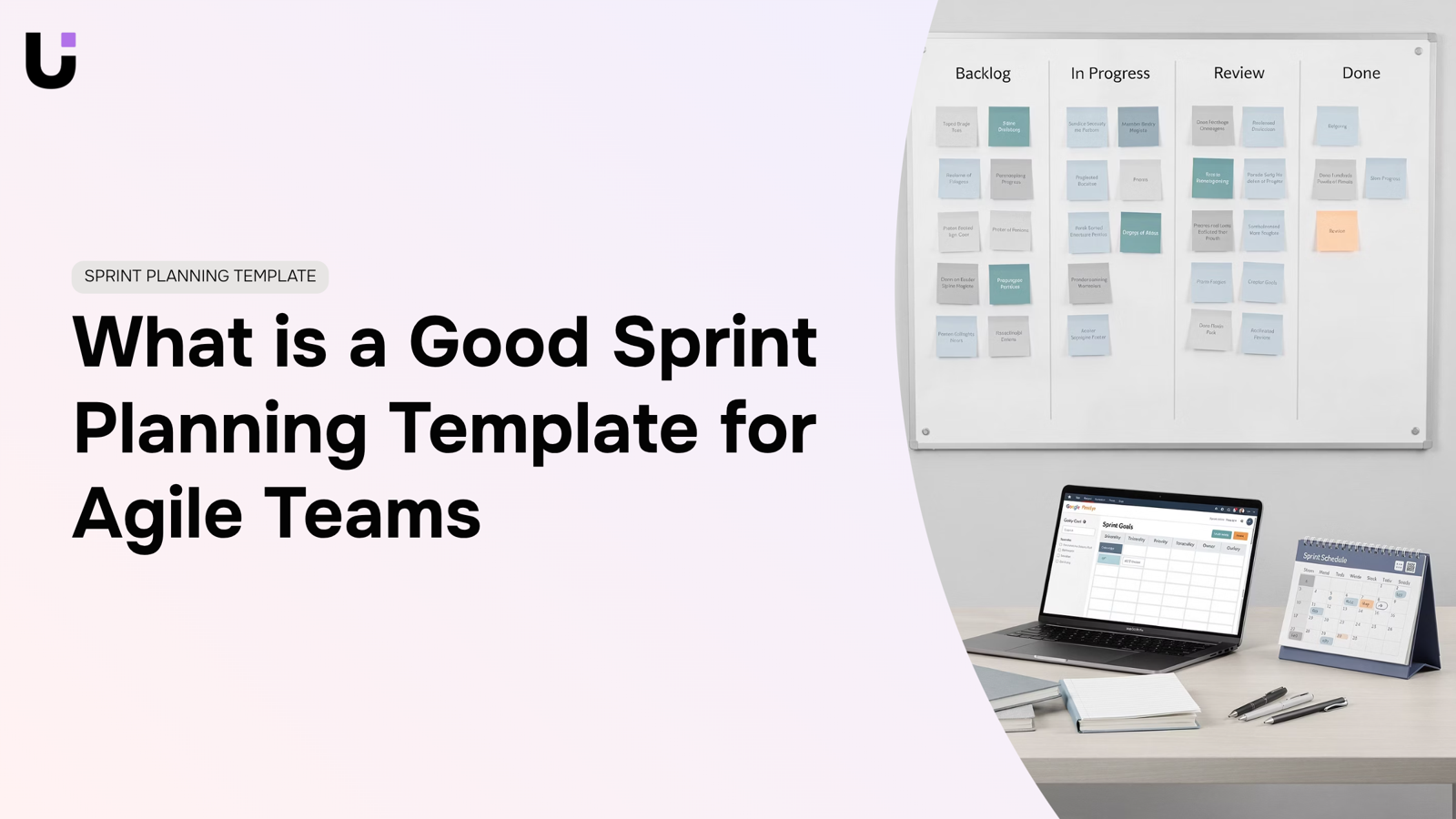 Professional sprint planning dashboard on laptop with organized task management tools and minimalist workspace setup