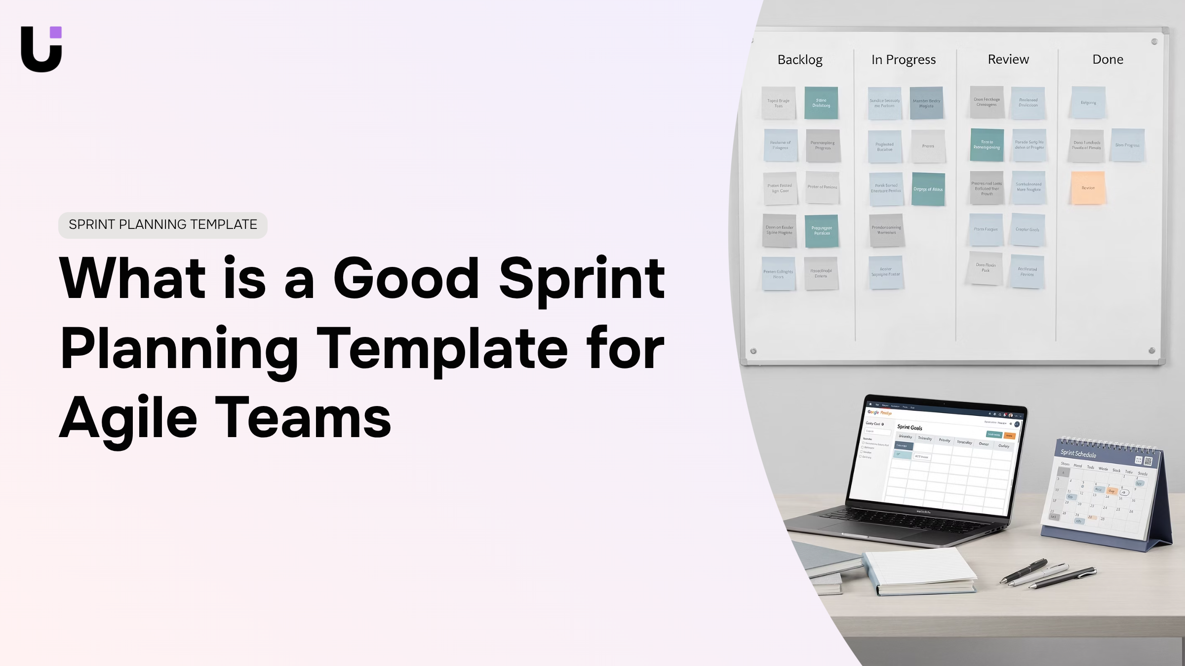 Professional sprint planning dashboard on laptop with organized task management tools and minimalist workspace setup