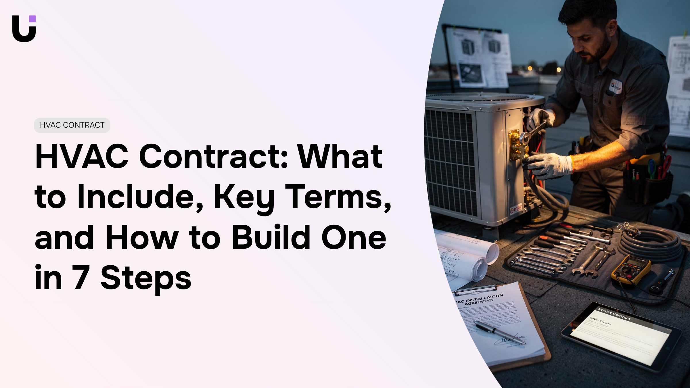 Professional HVAC contract documents and technical specifications on organized workspace desk