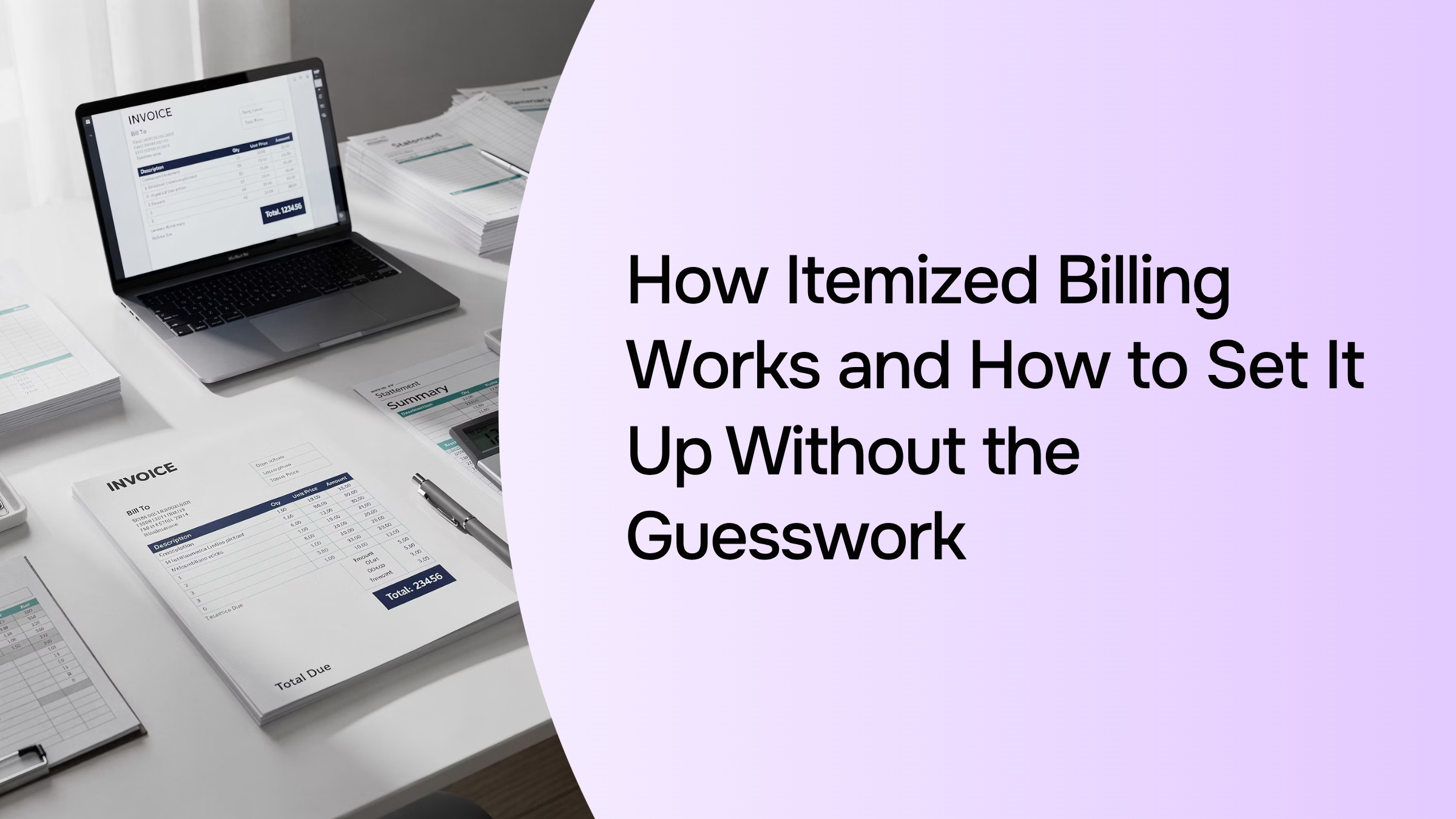 Digital dashboard showing organized itemized billing with clear line items and professional interface design