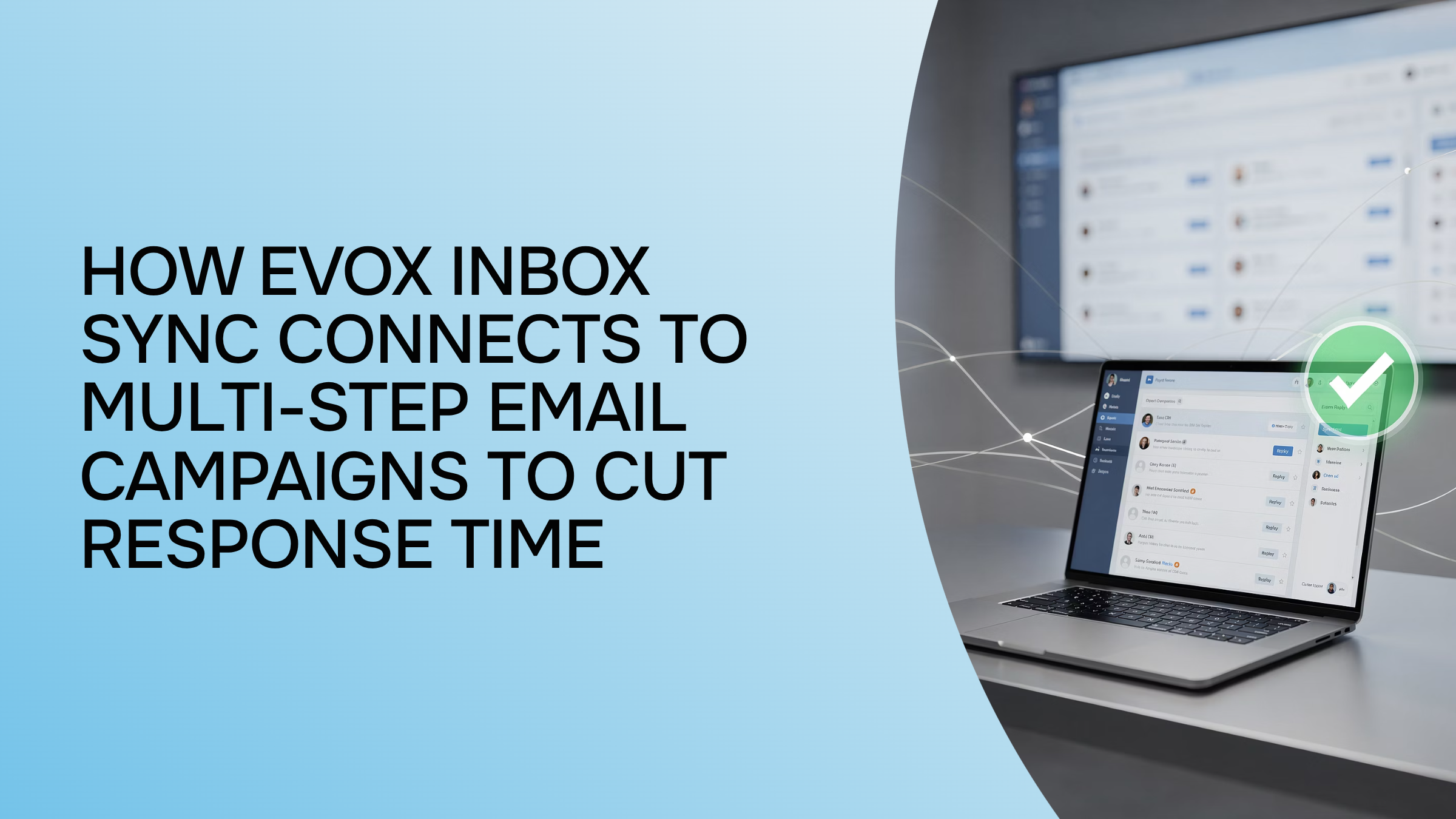 Digital inbox sync automation workflow with interconnected email campaign stages and flowing data pathways