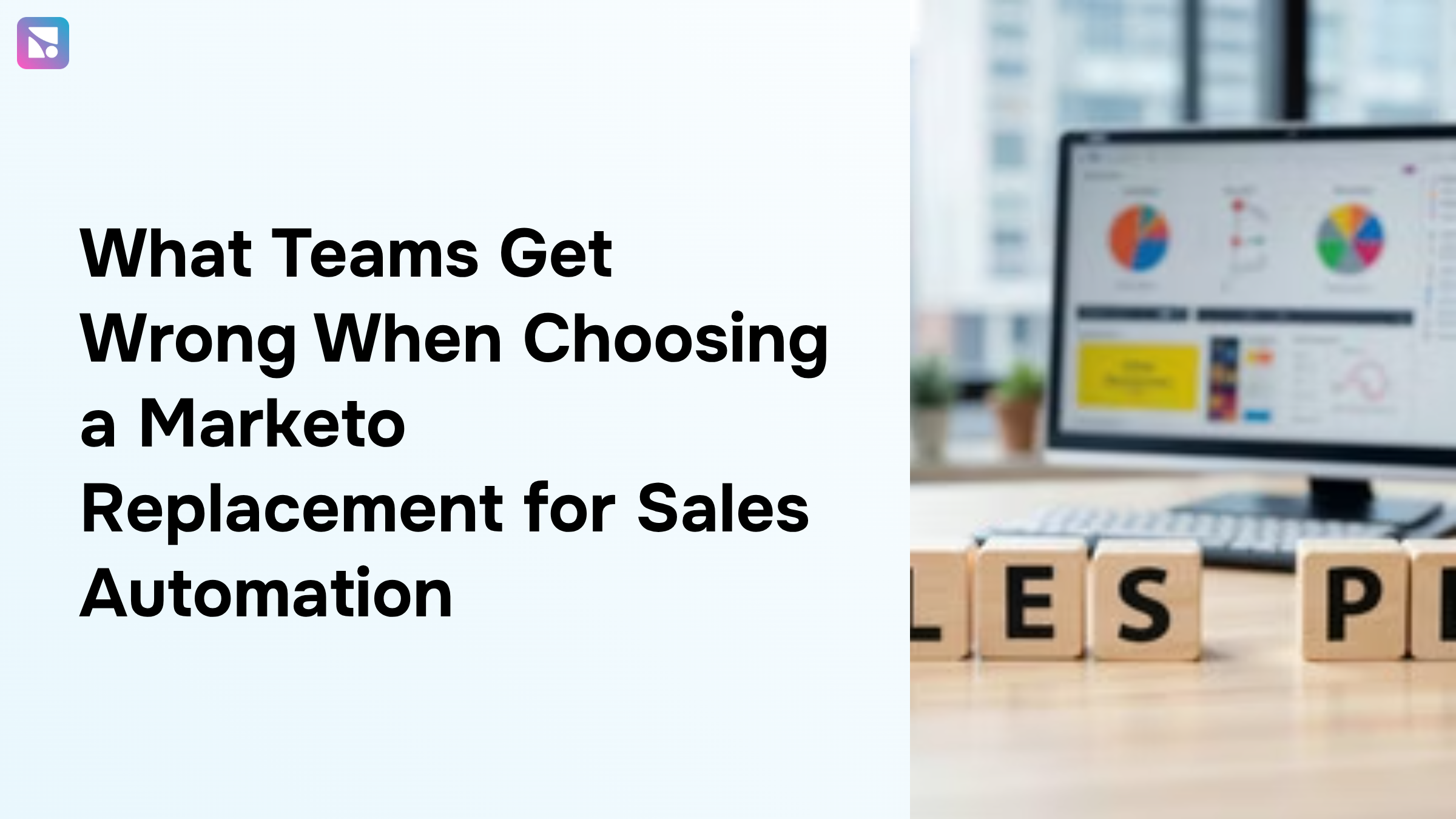 Modern office workspace with laptop showing workflow automation, representing sales automation platform selection