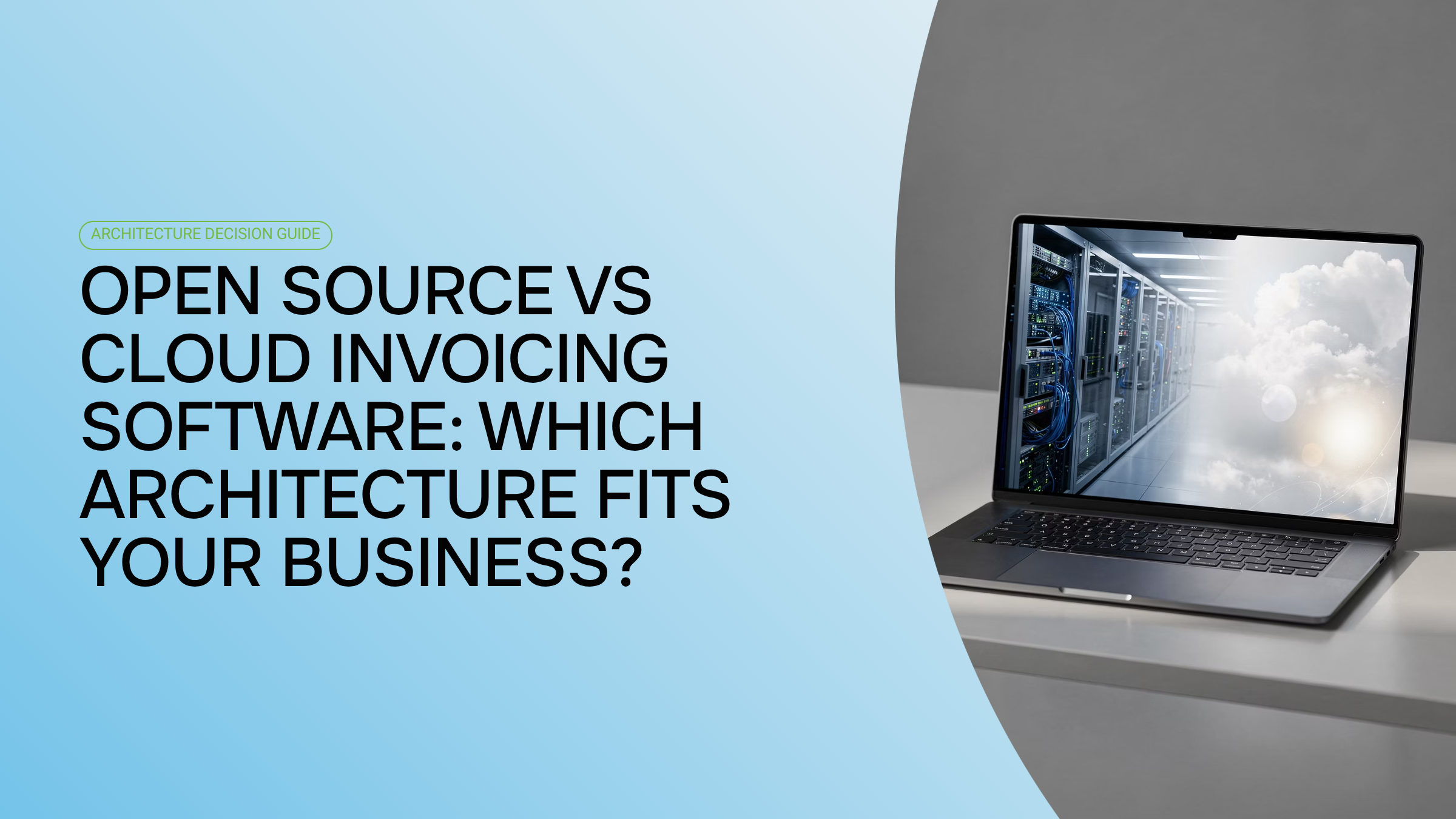 Split-screen visualization comparing open-source modular architecture with cloud-based integrated systems in professional blue and white