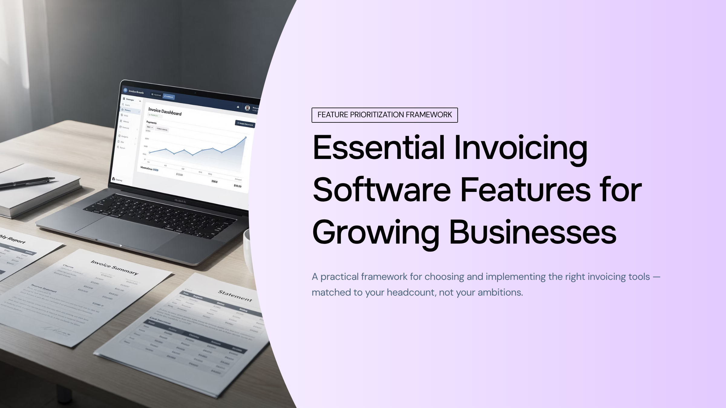 Modern 3D dashboard interface with invoicing features and growth icons on professional workspace