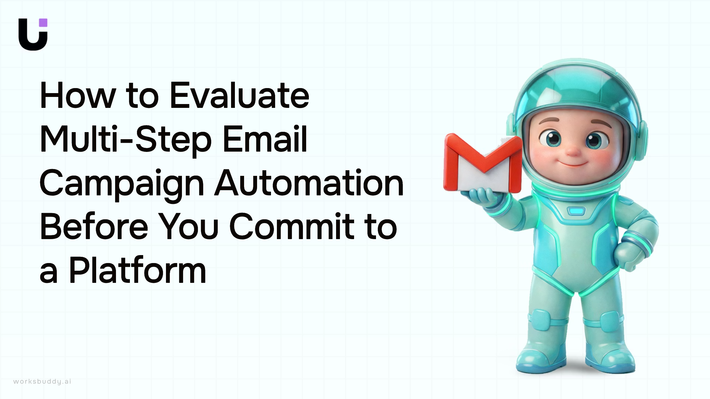 Abstract workflow diagram with interconnected nodes representing multi-step email campaign automation evaluation process