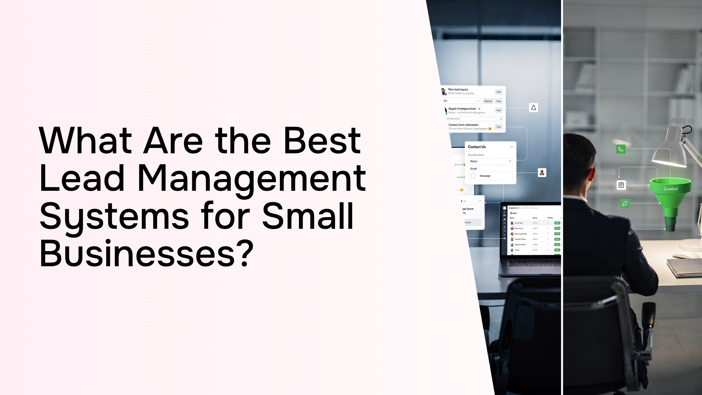 Professional lead management system dashboard with organized contacts and analytics metrics on modern workspace