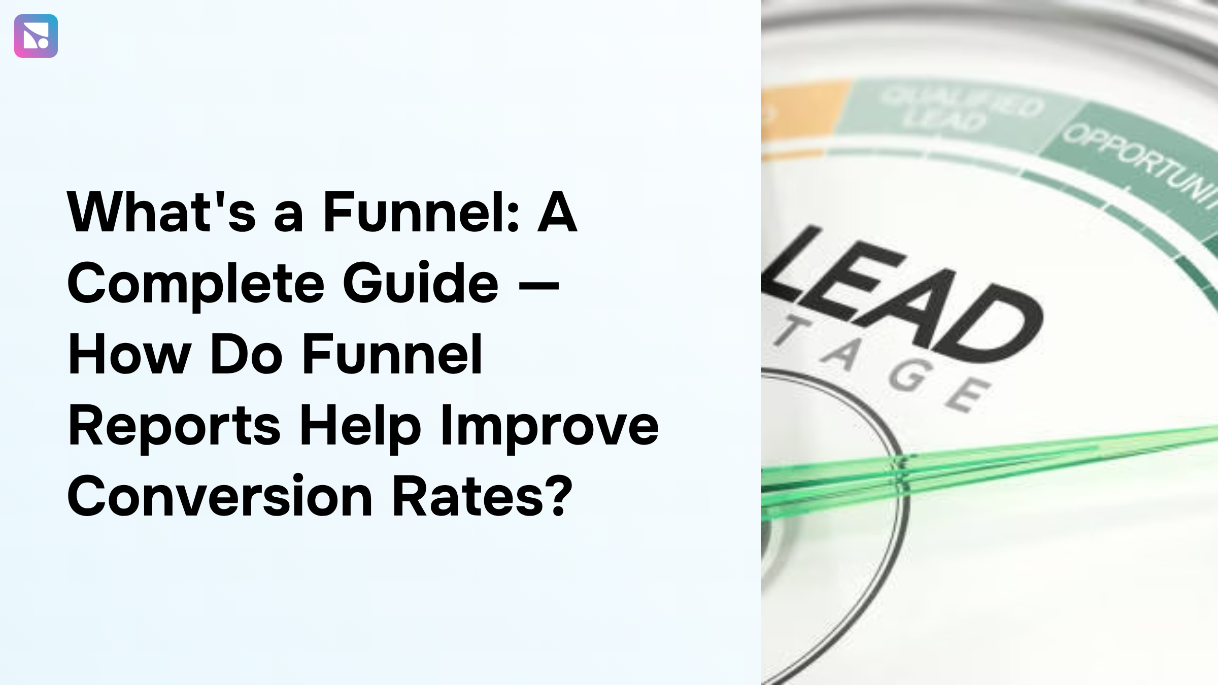 Professional 3D conversion funnel visualization with data charts and metrics on gradient background