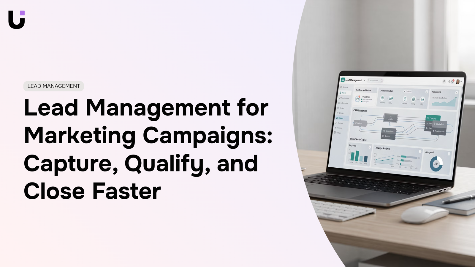 Professional lead management dashboard with interconnected data metrics and modern business workflow visualization