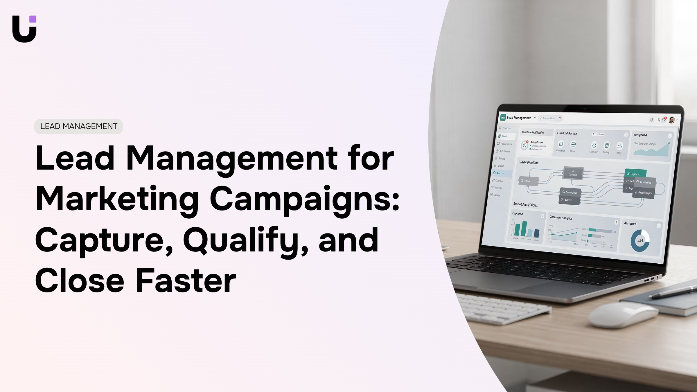 Professional lead management dashboard with interconnected data metrics and modern business workflow visualization