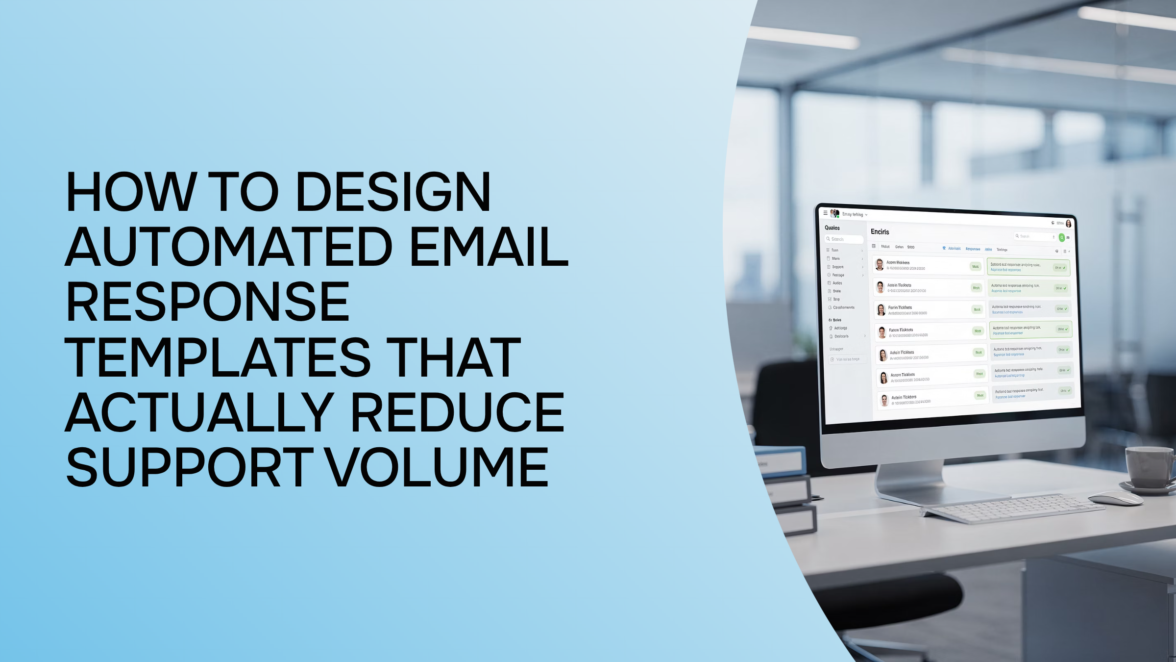 Modern 3D render of automated email interface with geometric shapes representing efficient customer support automation