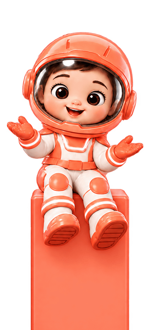 Ciao mascot sitting on its block